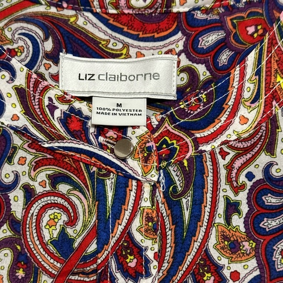 Liz Claiborne Women’s Multi Color Gorgeous Design Top Medium - Picture 7 of 7